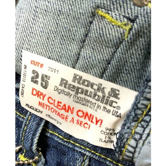 Rock & Republic Jeans Women's Size 25 Pink Rhinestones Bleu Denim - Picture 10 of 12